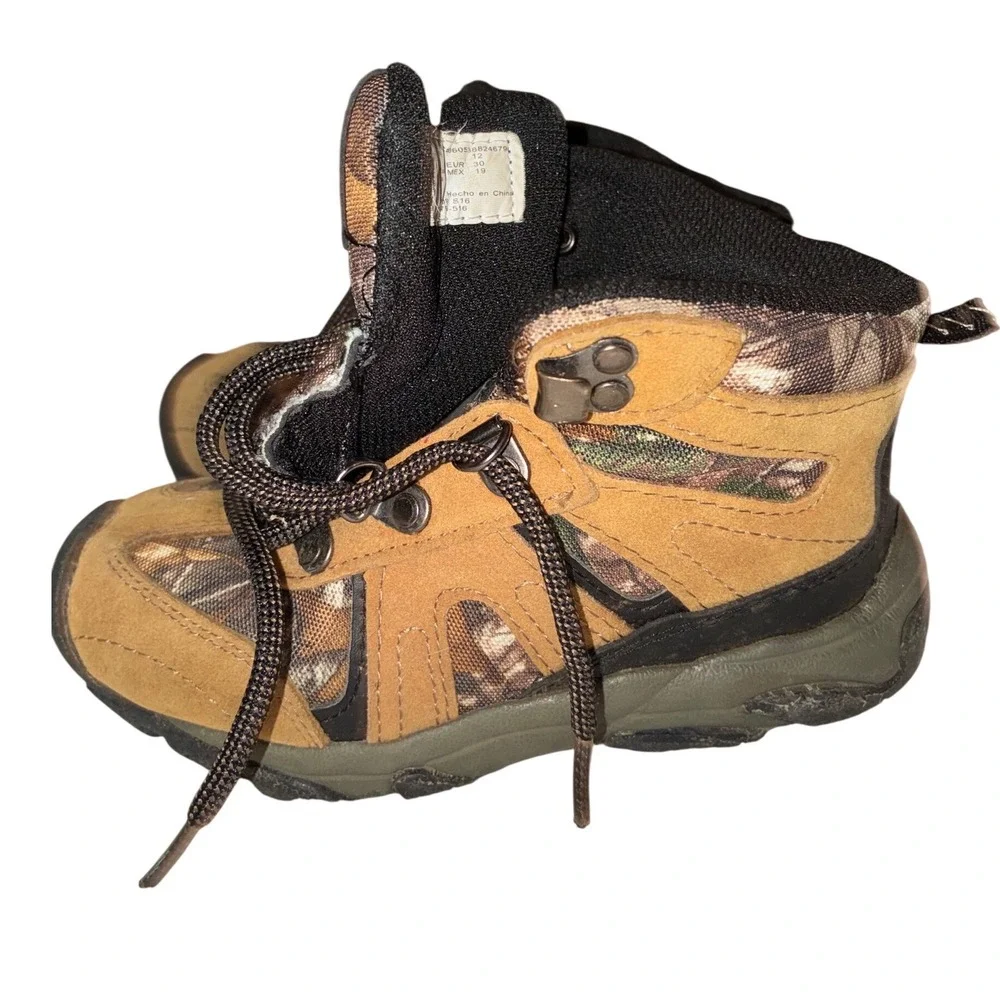 Ozark Trail Youth Camo Hiking Boots Tan Brown Camouflage Size 12 YTH Outdoor